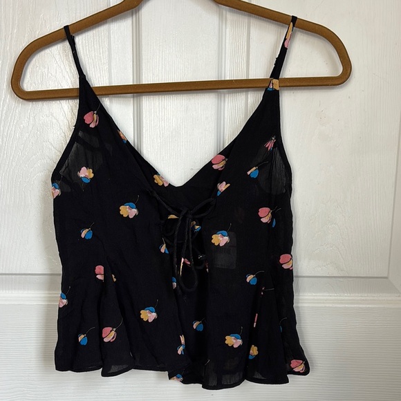 Free People Tops - NEW NWT FREE PEOPLE Floral Black Corset Cami Top Size XS 100% Viscose adjustable